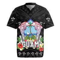 Guam Chamorro Rugby Jersey Tribal Latte Stone With Dolphins Black