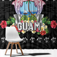 Guam Chamorro Window Curtain Tribal Latte Stone With Dolphins Black