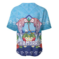 Guam Chamorro Baseball Jersey Tribal Latte Stone With Dolphins Blue