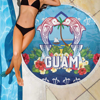 Guam Chamorro Beach Blanket Tribal Latte Stone With Dolphins Blue