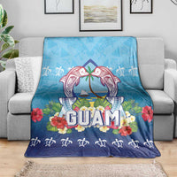 Guam Chamorro Blanket Tribal Latte Stone With Dolphins Blue
