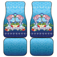 Guam Chamorro Car Mats Tribal Latte Stone With Dolphins Blue