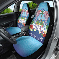 Guam Chamorro Car Seat Cover Tribal Latte Stone With Dolphins Blue