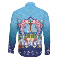 Guam Chamorro Family Matching Off Shoulder Maxi Dress and Hawaiian Shirt Tribal Latte Stone With Dolphins Blue