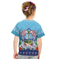 Guam Chamorro Kid T Shirt Tribal Latte Stone With Dolphins Blue LT05 - Polynesian Pride