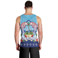 Guam Chamorro Men Tank Top Tribal Latte Stone With Dolphins Blue