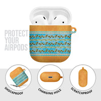 Hawaii Humuhumu Fish Maile Pikake Lei AirPods Case Tribal Tapa Orange Version