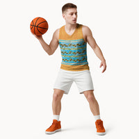 Hawaii Humuhumu Fish Maile Pikake Lei Basketball Jersey Tribal Tapa Orange Version