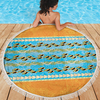 Hawaii Humuhumu Fish Maile Pikake Lei Beach Blanket Tribal Tapa Orange Version