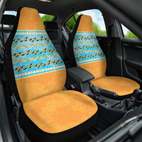 Hawaii Humuhumu Fish Maile Pikake Lei Car Seat Cover Tribal Tapa Orange Version