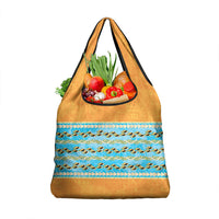 Hawaii Humuhumu Fish Maile Pikake Lei Grocery Bag Tribal Tapa Orange Version