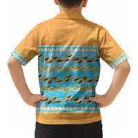 Hawaii Humuhumu Fish Maile Pikake Lei Kid Hawaiian Shirt Tribal Tapa Orange Version