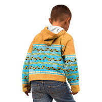 Hawaii Humuhumu Fish Maile Pikake Lei Kid Hoodie Tribal Tapa Orange Version