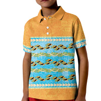 Hawaii Humuhumu Fish Maile Pikake Lei Kid Polo Shirt Tribal Tapa Orange Version