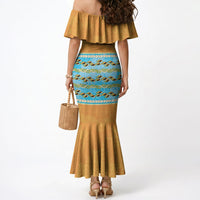 Hawaii Humuhumu Fish Maile Pikake Lei Mermaid Dress Tribal Tapa Orange Version