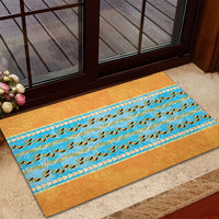 Hawaii Humuhumu Fish Maile Pikake Lei Rubber Doormat Tribal Tapa Orange Version