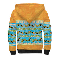 Hawaii Humuhumu Fish Maile Pikake Lei Sherpa Hoodie Tribal Tapa Orange Version