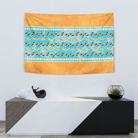 Hawaii Humuhumu Fish Maile Pikake Lei Tapestry Tribal Tapa Orange Version