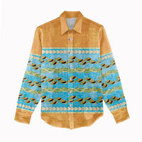 Hawaii Humuhumu Fish Maile Pikake Lei Women Casual Shirt Tribal Tapa Orange Version