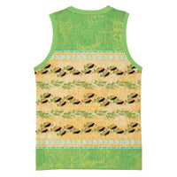 Hawaii Humuhumu Fish Maile Pikake Lei Basketball Jersey Tribal Tapa Green Version