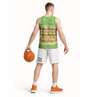Hawaii Humuhumu Fish Maile Pikake Lei Basketball Jersey Tribal Tapa Green Version