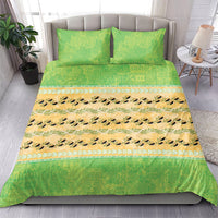 Hawaii Humuhumu Fish Maile Pikake Lei Bedding Set Tribal Tapa Green Version