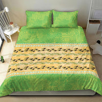 Hawaii Humuhumu Fish Maile Pikake Lei Bedding Set Tribal Tapa Green Version