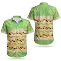 Hawaii Humuhumu Fish Maile Pikake Lei Couples Matching Mermaid Dress and Hawaiian Shirt Tribal Tapa Green Version