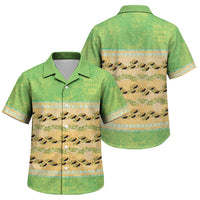 Hawaii Humuhumu Fish Maile Pikake Lei Family Matching Summer Maxi Dress and Hawaiian Shirt Tribal Tapa Green Version