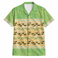 Hawaii Humuhumu Fish Maile Pikake Lei Hawaiian Shirt Tribal Tapa Green Version