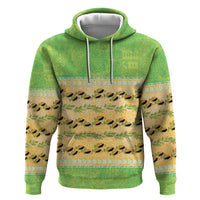 Hawaii Humuhumu Fish Maile Pikake Lei Hoodie Tribal Tapa Green Version
