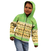 Hawaii Humuhumu Fish Maile Pikake Lei Kid Hoodie Tribal Tapa Green Version
