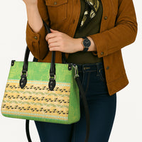 Hawaii Humuhumu Fish Maile Pikake Lei Leather Bag Tribal Tapa Green Version