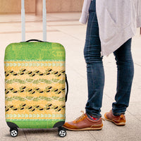 Hawaii Humuhumu Fish Maile Pikake Lei Luggage Cover Tribal Tapa Green Version