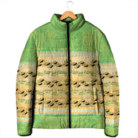 Hawaii Humuhumu Fish Maile Pikake Lei Padded Jacket Tribal Tapa Green Version