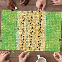 Hawaii Humuhumu Fish Maile Pikake Lei Puzzle Tribal Tapa Green Version