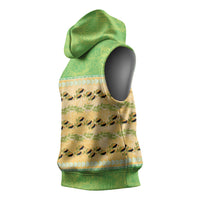 Hawaii Humuhumu Fish Maile Pikake Lei Sleeveless Hoodie Tribal Tapa Green Version
