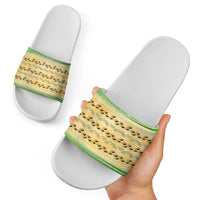 Hawaii Humuhumu Fish Maile Pikake Lei Slide Sandals Tribal Tapa Green Version