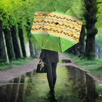 Hawaii Humuhumu Fish Maile Pikake Lei Umbrella Tribal Tapa Green Version