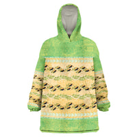 Hawaii Humuhumu Fish Maile Pikake Lei Wearable Blanket Hoodie Tribal Tapa Green Version