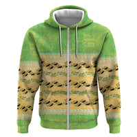 Hawaii Humuhumu Fish Maile Pikake Lei Zip Hoodie Tribal Tapa Green Version