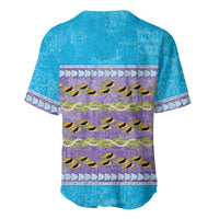 Hawaii Humuhumu Fish Maile Pikake Lei Baseball Jersey Tribal Tapa Blue Version