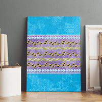 Hawaii Humuhumu Fish Maile Pikake Lei Canvas Wall Art Tribal Tapa Blue Version