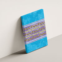 Hawaii Humuhumu Fish Maile Pikake Lei Canvas Wall Art Tribal Tapa Blue Version