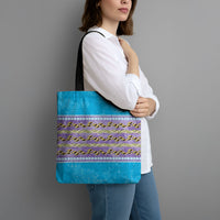 Hawaii Humuhumu Fish Maile Pikake Lei Tote Bag Tribal Tapa Blue Version