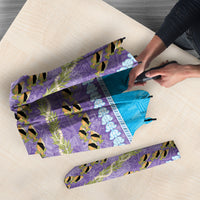 Hawaii Humuhumu Fish Maile Pikake Lei Umbrella Tribal Tapa Blue Version