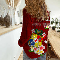 Personalized Tonga Women Casual Shirt Coat Of Arms Plumeria With Ngatu Pattern LT05 - Polynesian Pride