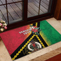 Happy Vanuatu Constitution Day Rubber Doormat Flag Style With Sand Drawing Pattern