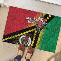 Happy Vanuatu Constitution Day Rubber Doormat Flag Style With Sand Drawing Pattern
