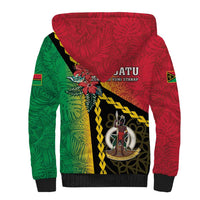 Happy Vanuatu Constitution Day Sherpa Hoodie Flag Style With Sand Drawing Pattern